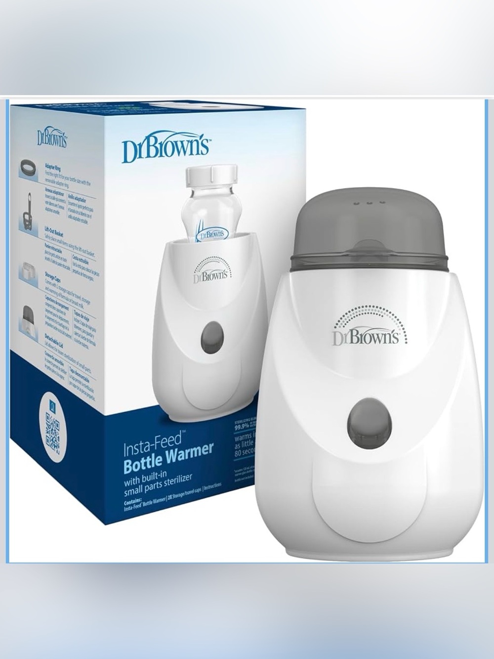 Dr. Brown's Insta-Feed Bottle Warmer in White/Grey